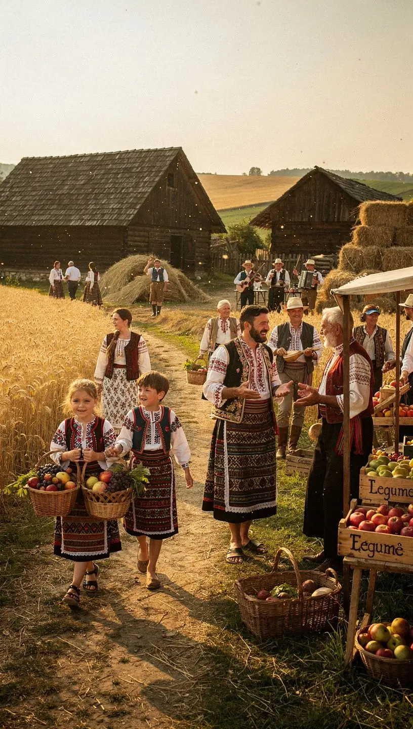 Familie bucurându-se de o plimbare pe plaja din Mamaia, cu copii construind castele de nisip.